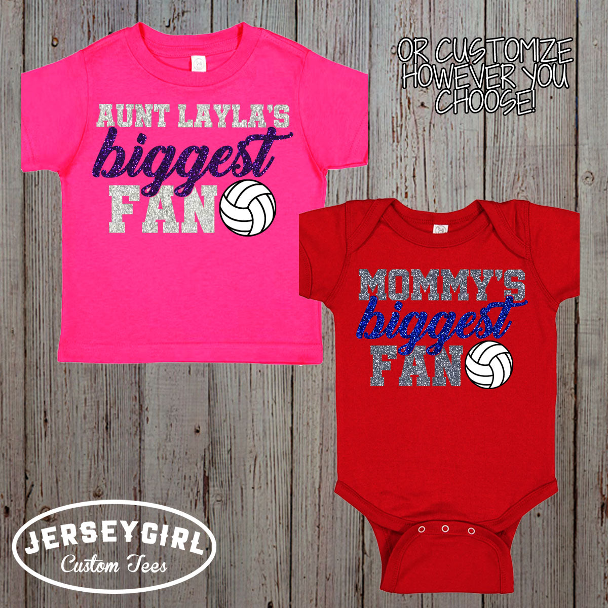 Glitter Daddy's Biggest Fan Volleyball Bodysuit / Shirt