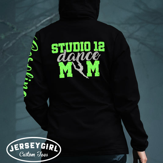 glitter dance mom zip-up hoodie