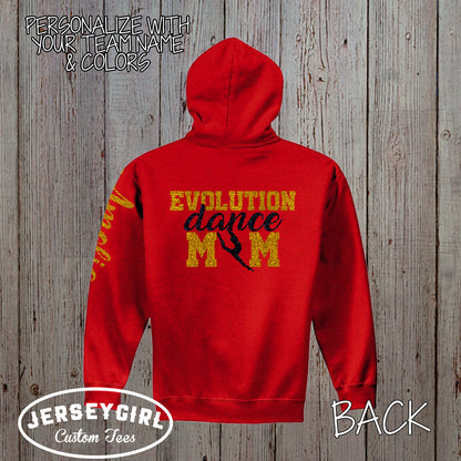 glitter dance mom zip-up hoodie