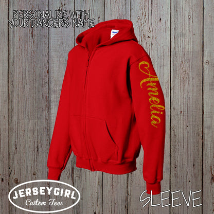 glitter dance mom zip-up hoodie