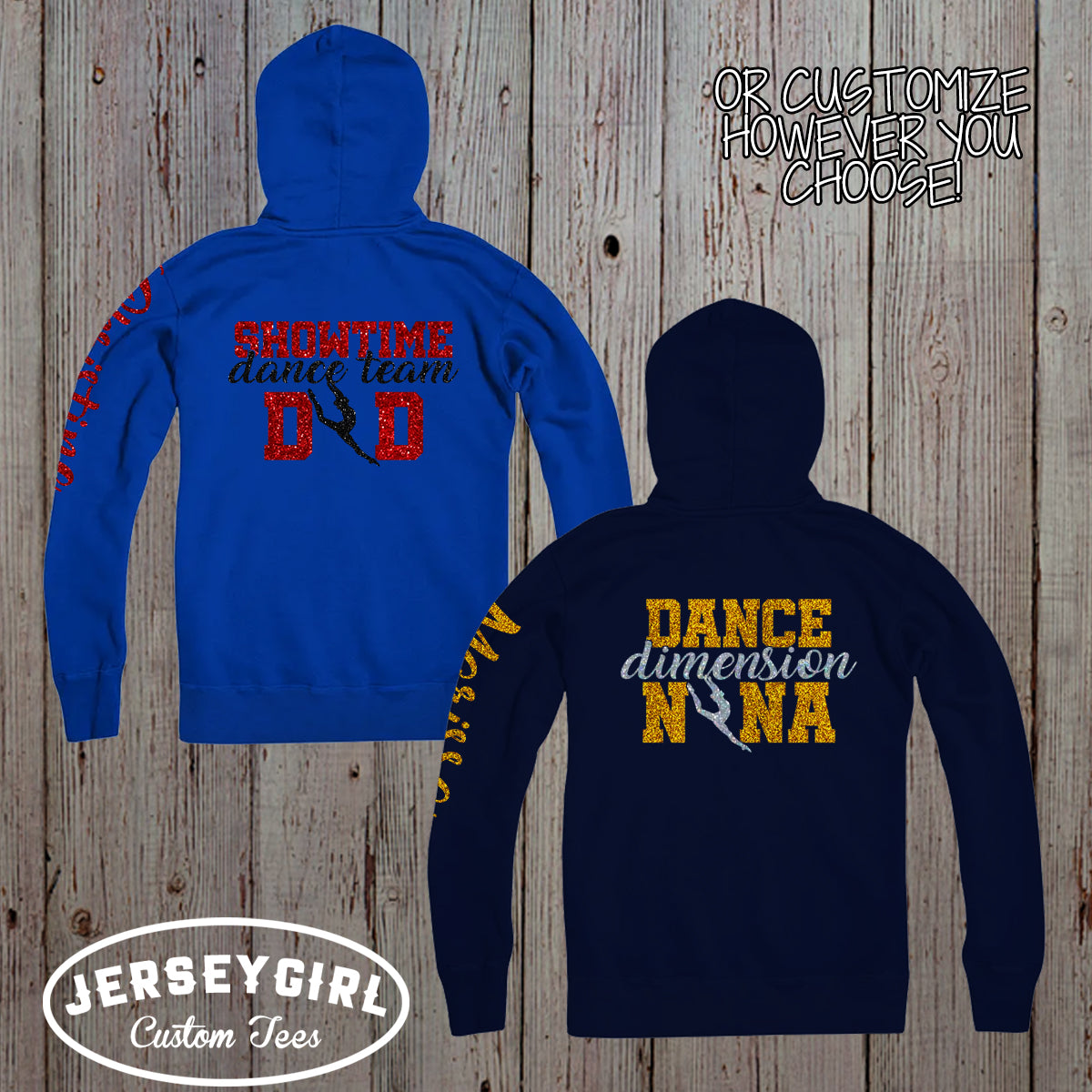 glitter dance mom zip-up hoodie