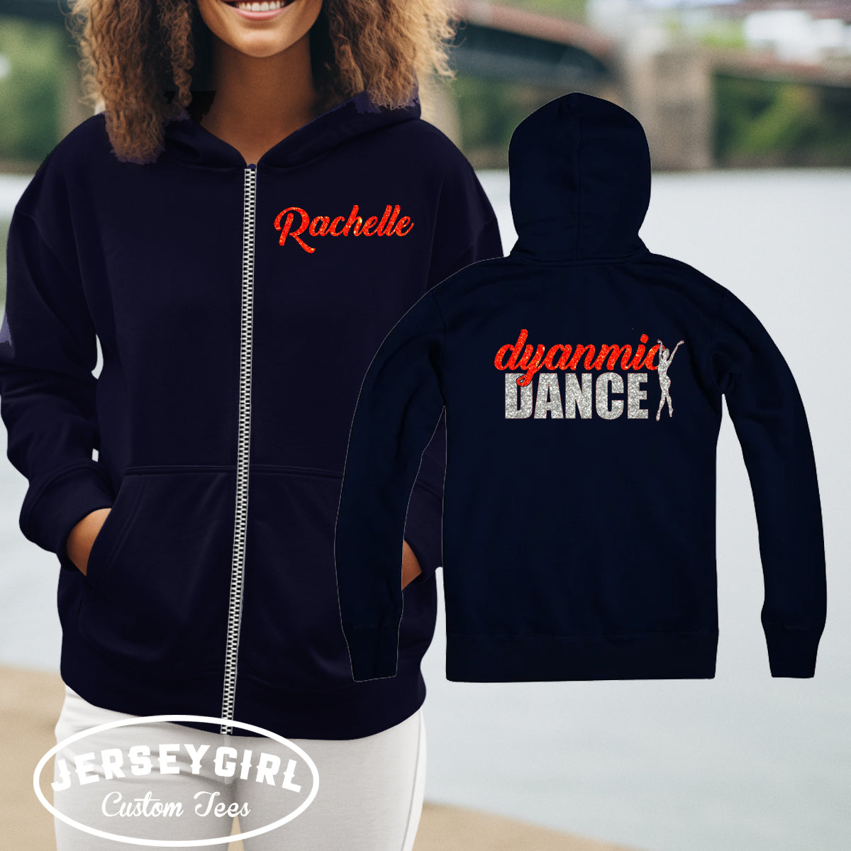 custom dance zip-up hoodie