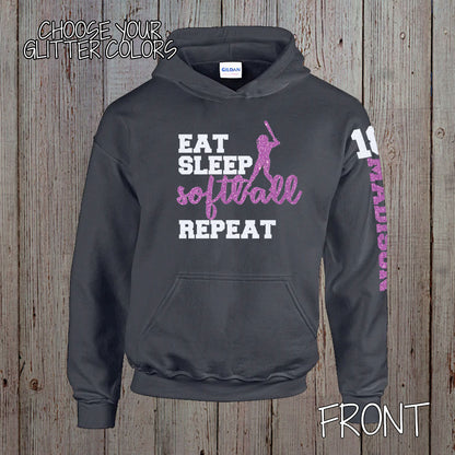 Eat Sleep Softball Repeat hoodie