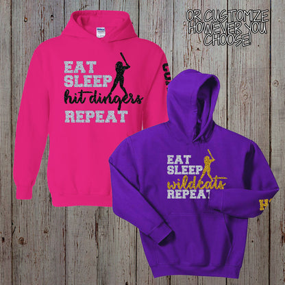 Eat Sleep Softball Repeat hoodie