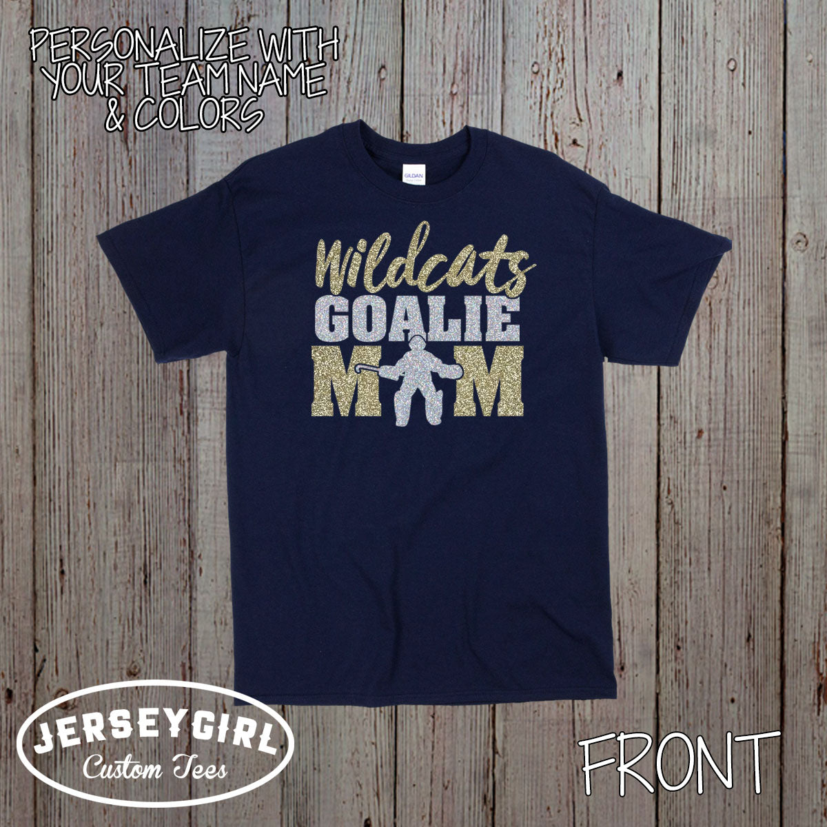 glitter field hockey goalie mom shirt