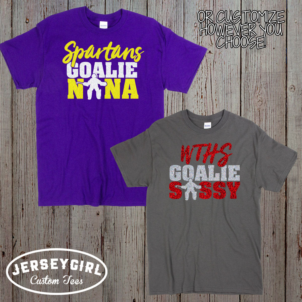 glitter field hockey goalie mom shirt