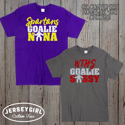 glitter field hockey goalie mom shirt