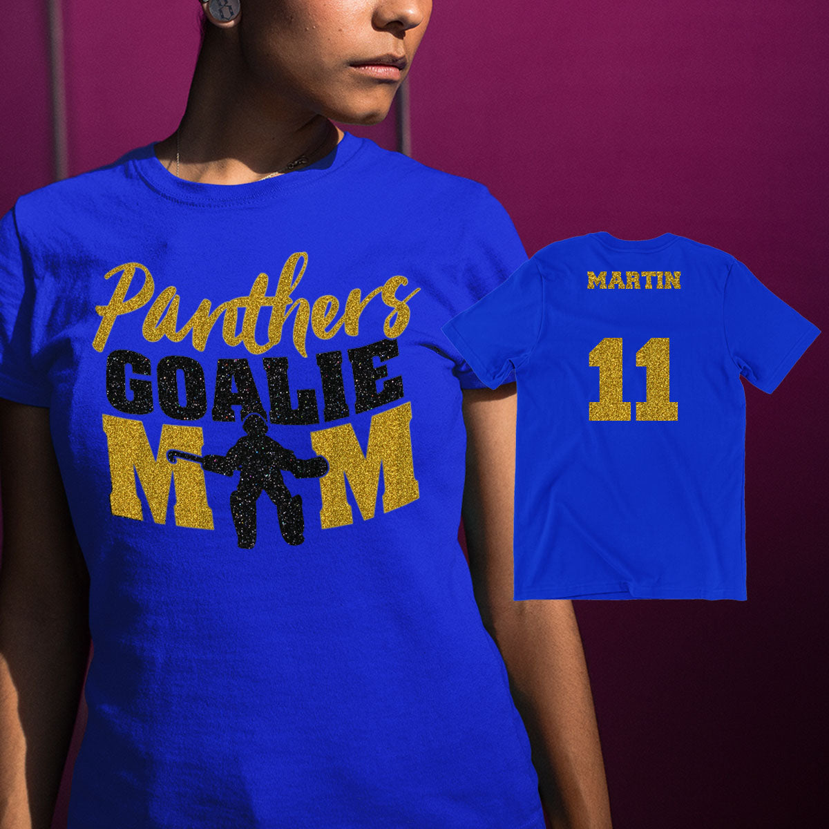 glitter field hockey goalie mom shirt