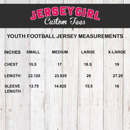 youth football jersey size chart