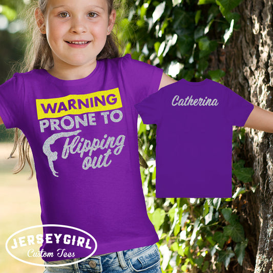 Warning Prone to Flipping Out gymnastics shirt