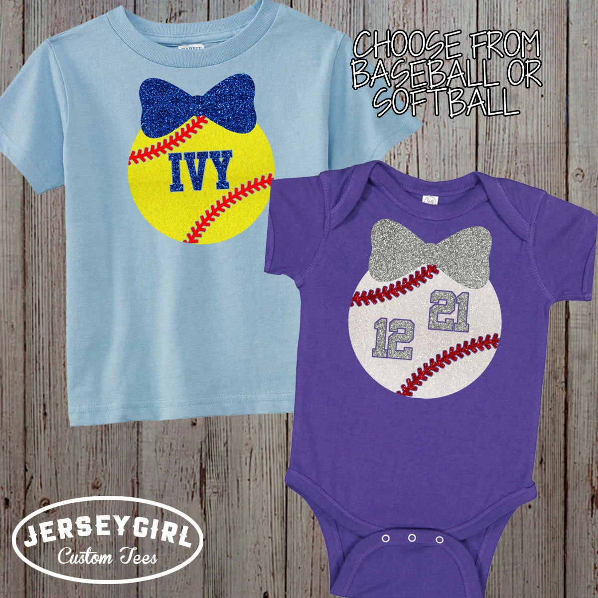 glitter baseball bow bodysuit