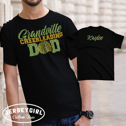 glitter cheer dad shirt with name