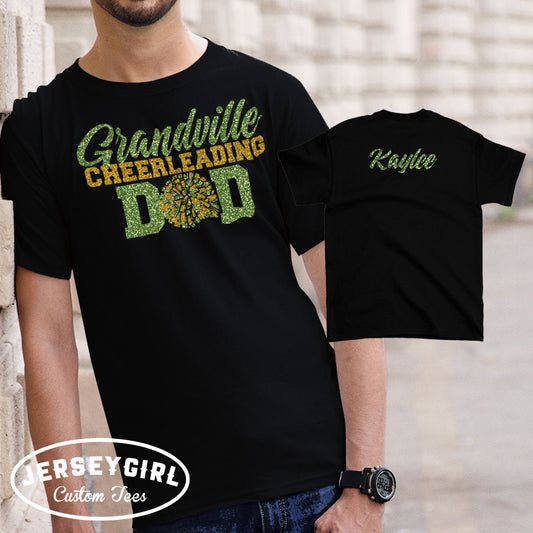 glitter cheer dad shirt with name