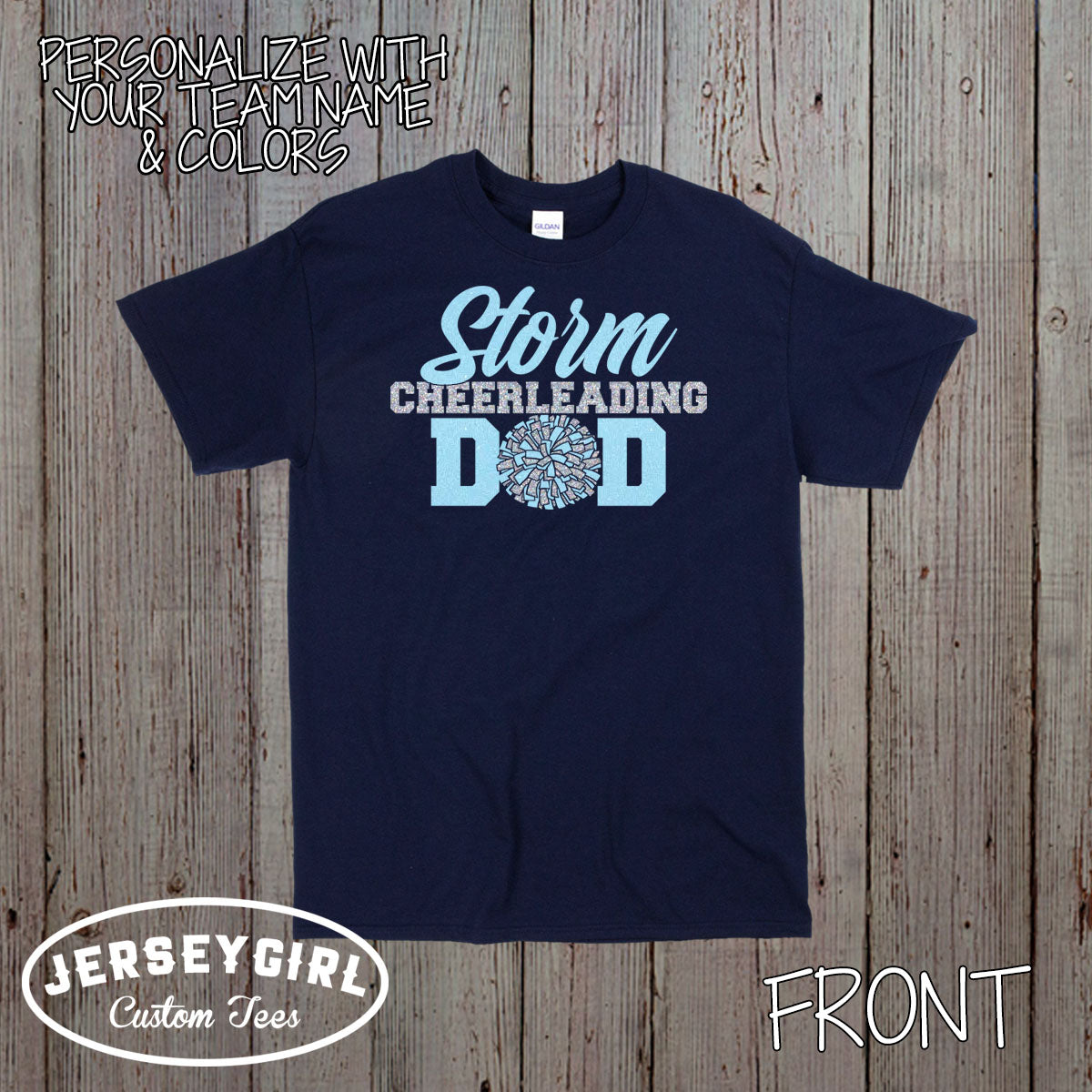 glitter cheer dad shirt with name