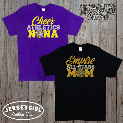 glitter cheer dad shirt with name