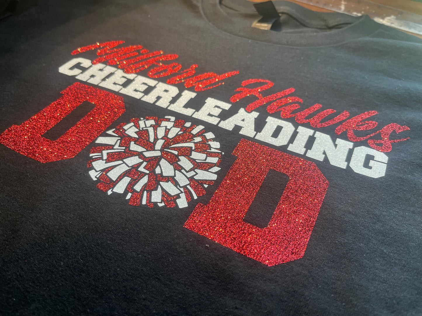 custom glitter cheer dad shirt 