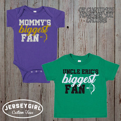 glitter daddy's biggest fan archery shirt