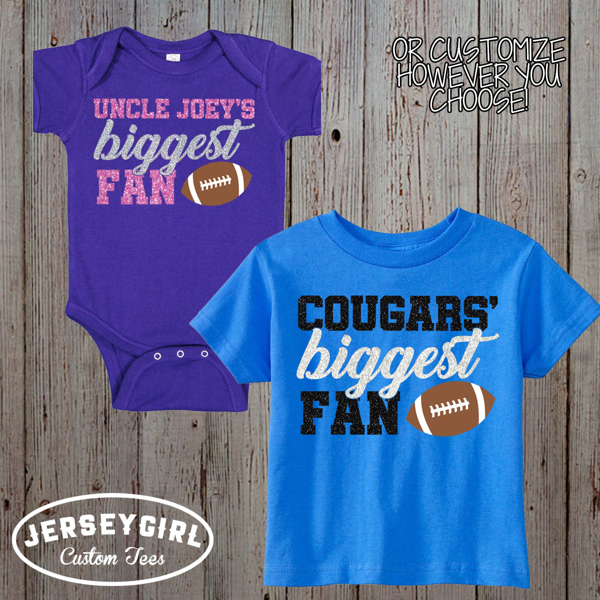 glitter Daddy's Biggest Fan football shirt