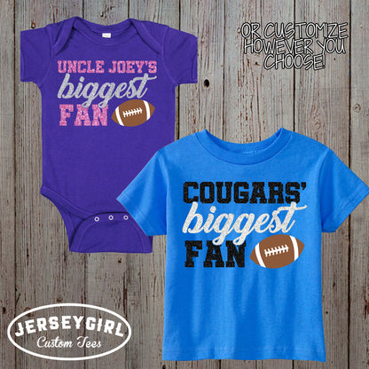 glitter Daddy's Biggest Fan football shirt