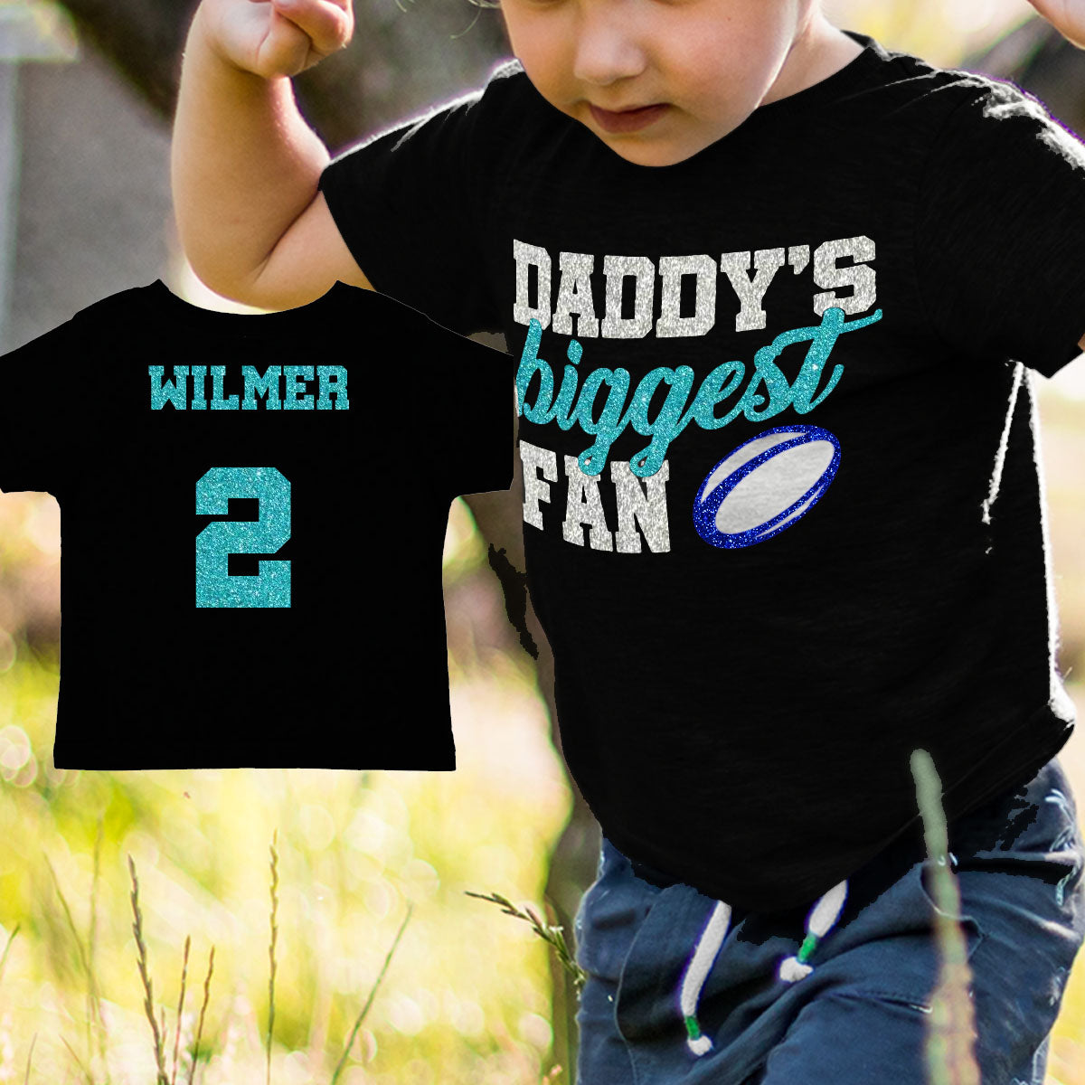 Glitter Daddy's Biggest Fan rugby bodysuit / shirt