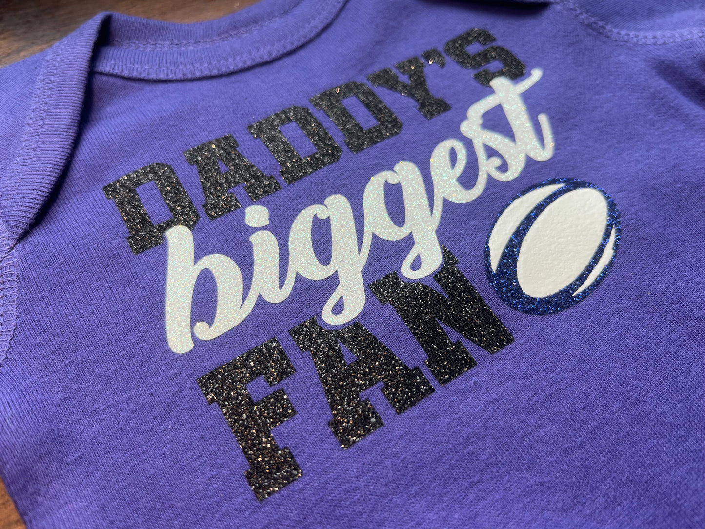 Glitter Daddy's Biggest Fan rugby bodysuit / shirt