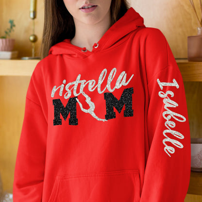 custom dance mom hoodie with name on sleeve