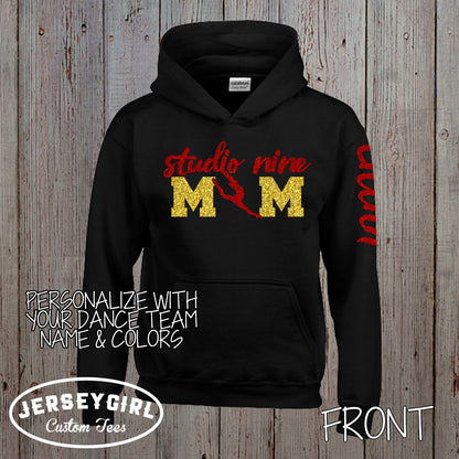 custom dance mom hoodie with name on sleeve