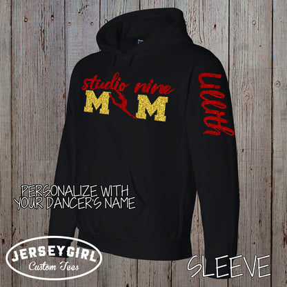 custom dance mom hoodie with name on sleeve