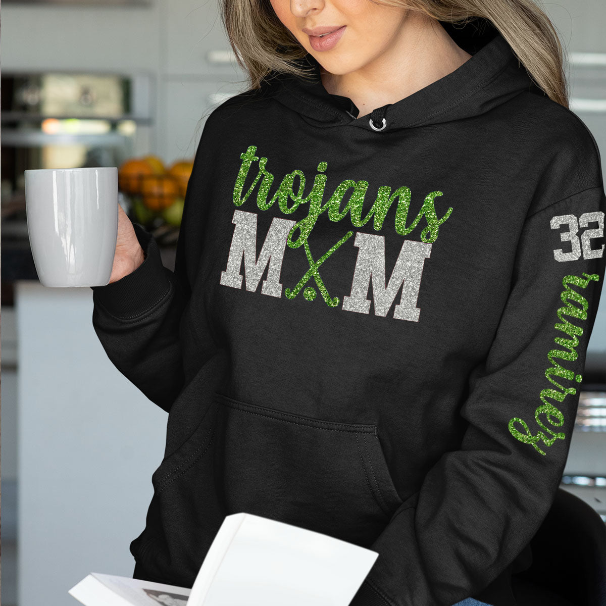 glitter field hockey mom sweatshirt