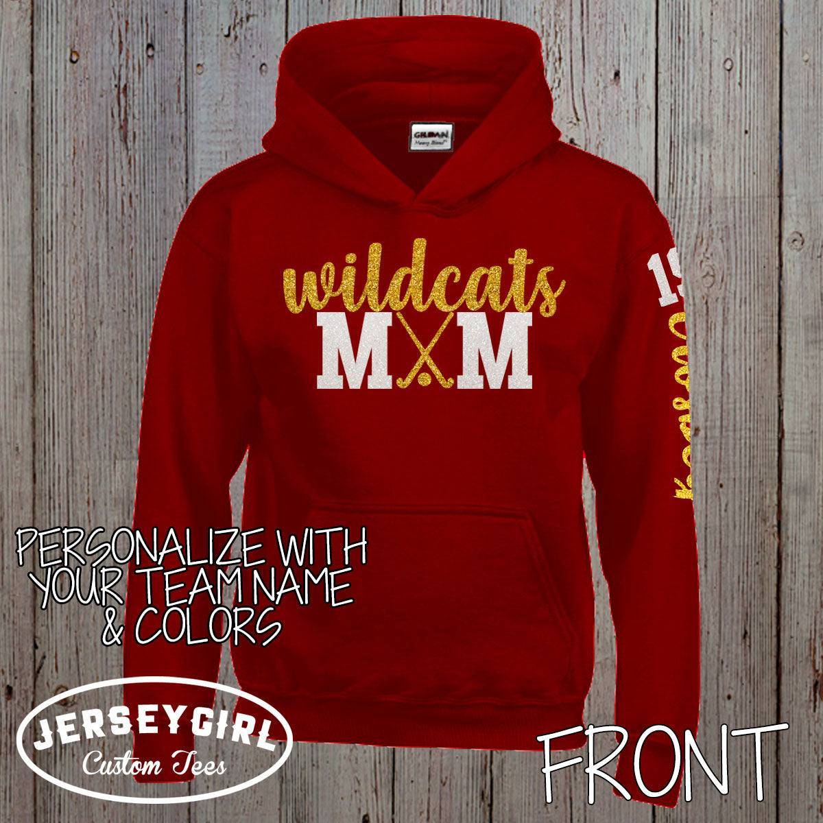 glitter field hockey mom sweatshirt