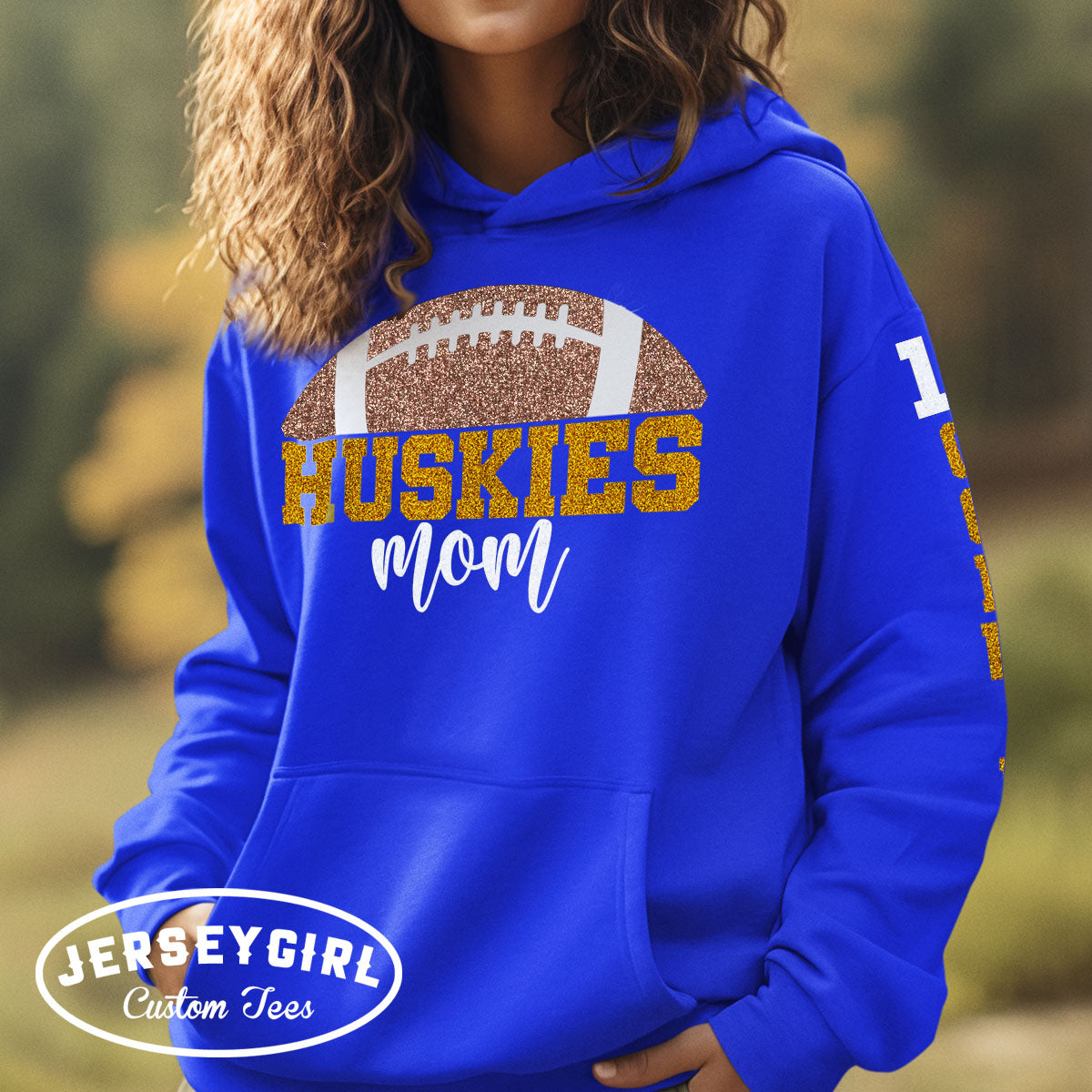 glitter football mom sweatshirt