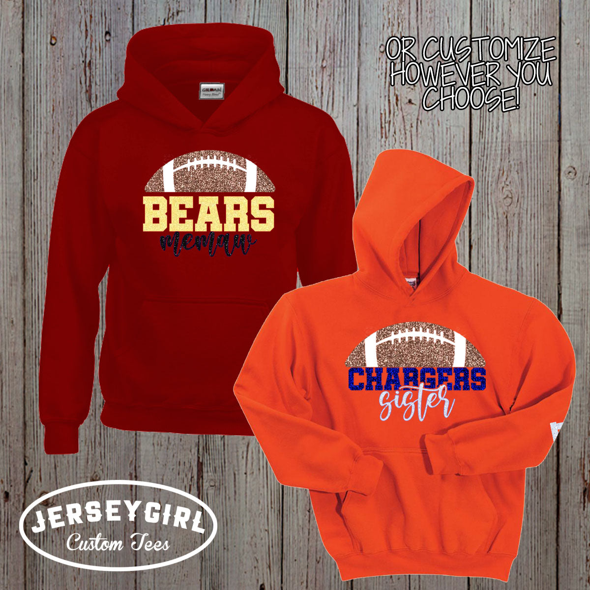 glitter football mom sweatshirt