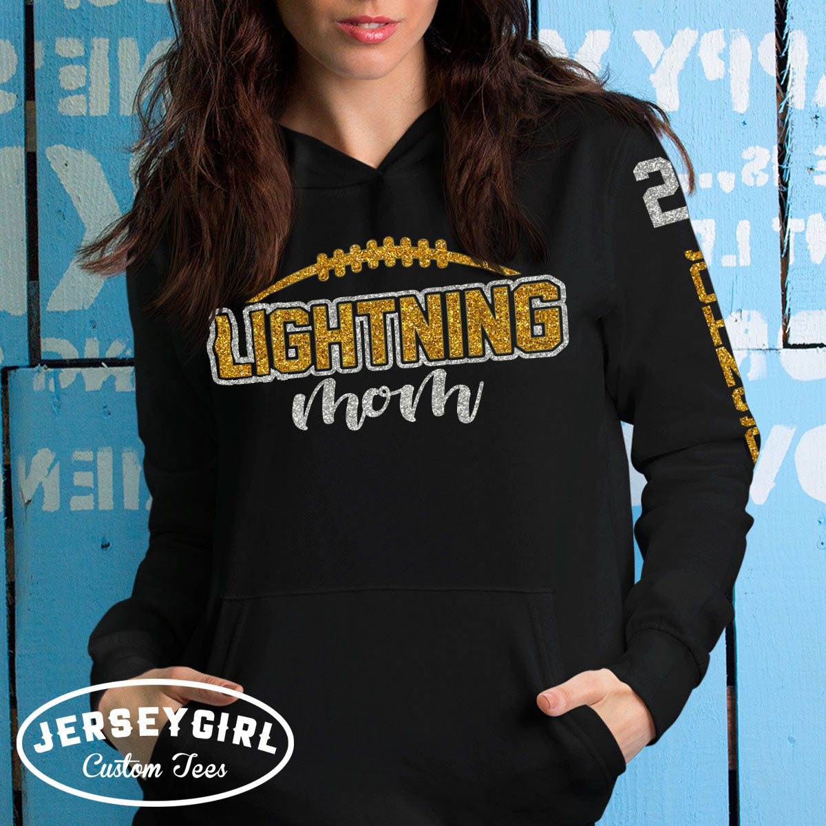 glitter football mom sweatshirt