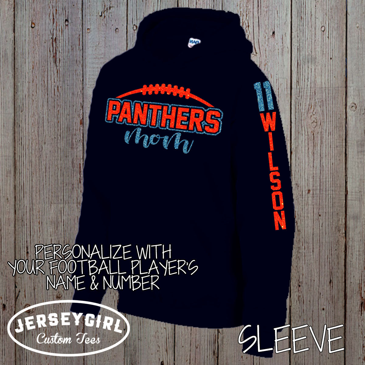 glitter football mom sweatshirt