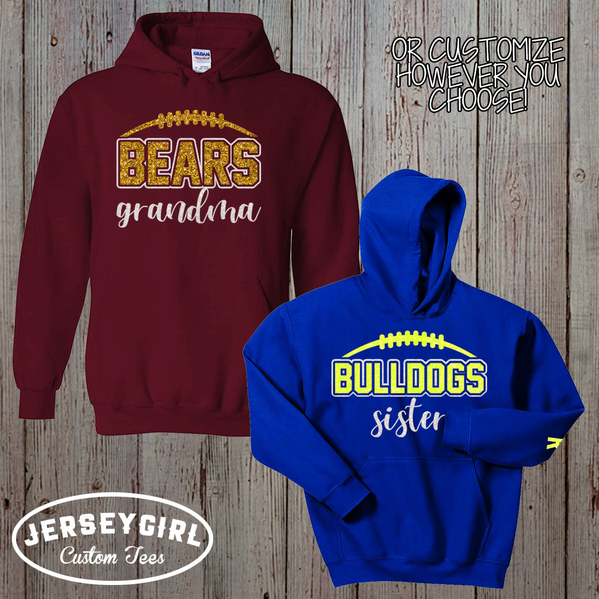 glitter football mom sweatshirt