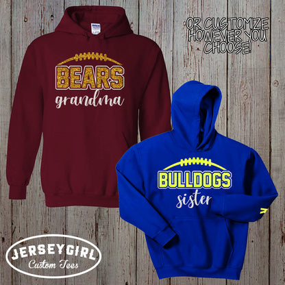 glitter football mom sweatshirt