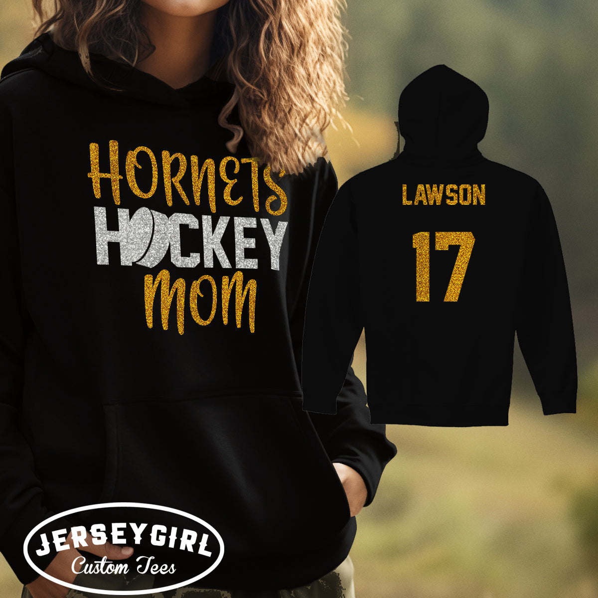 glitter hockey mom hoodie