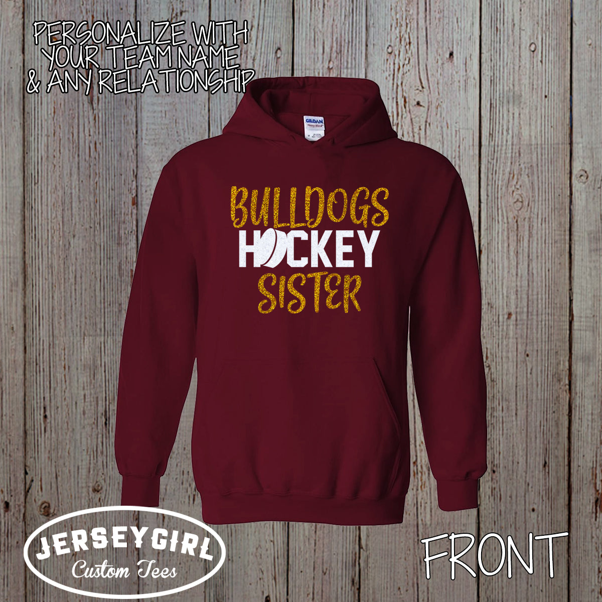 glitter hockey mom hoodie