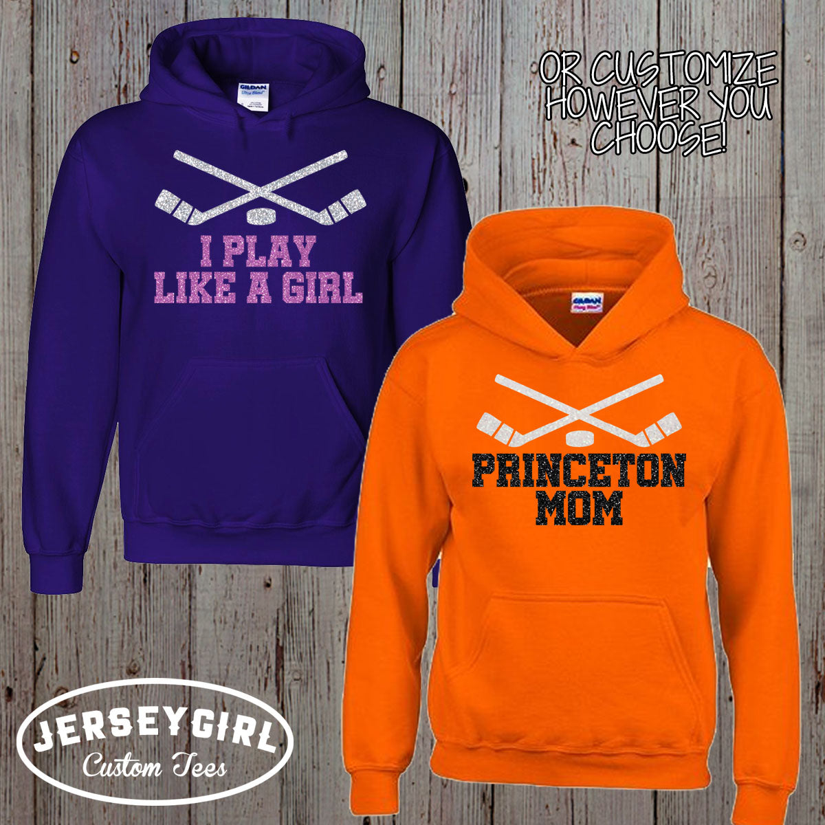 custom glitter hockey sweatshirt