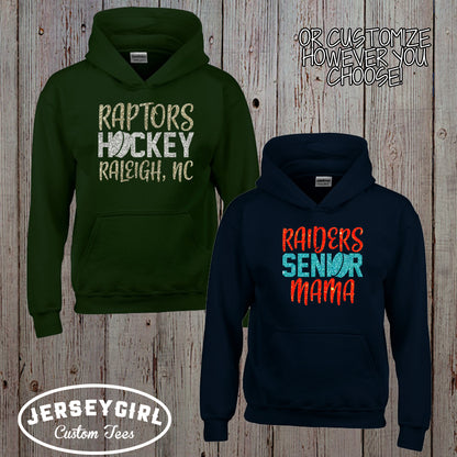 glitter hockey mom hoodie