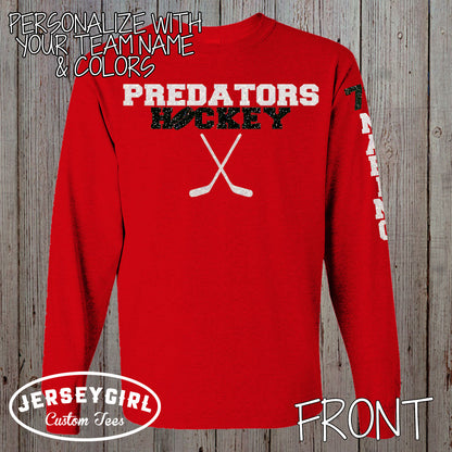 long sleeve glitter hockey shirt
