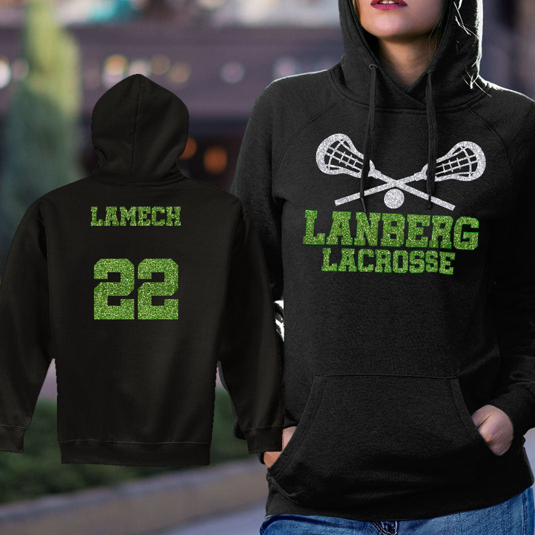 custom glitter lacrosse hoodie