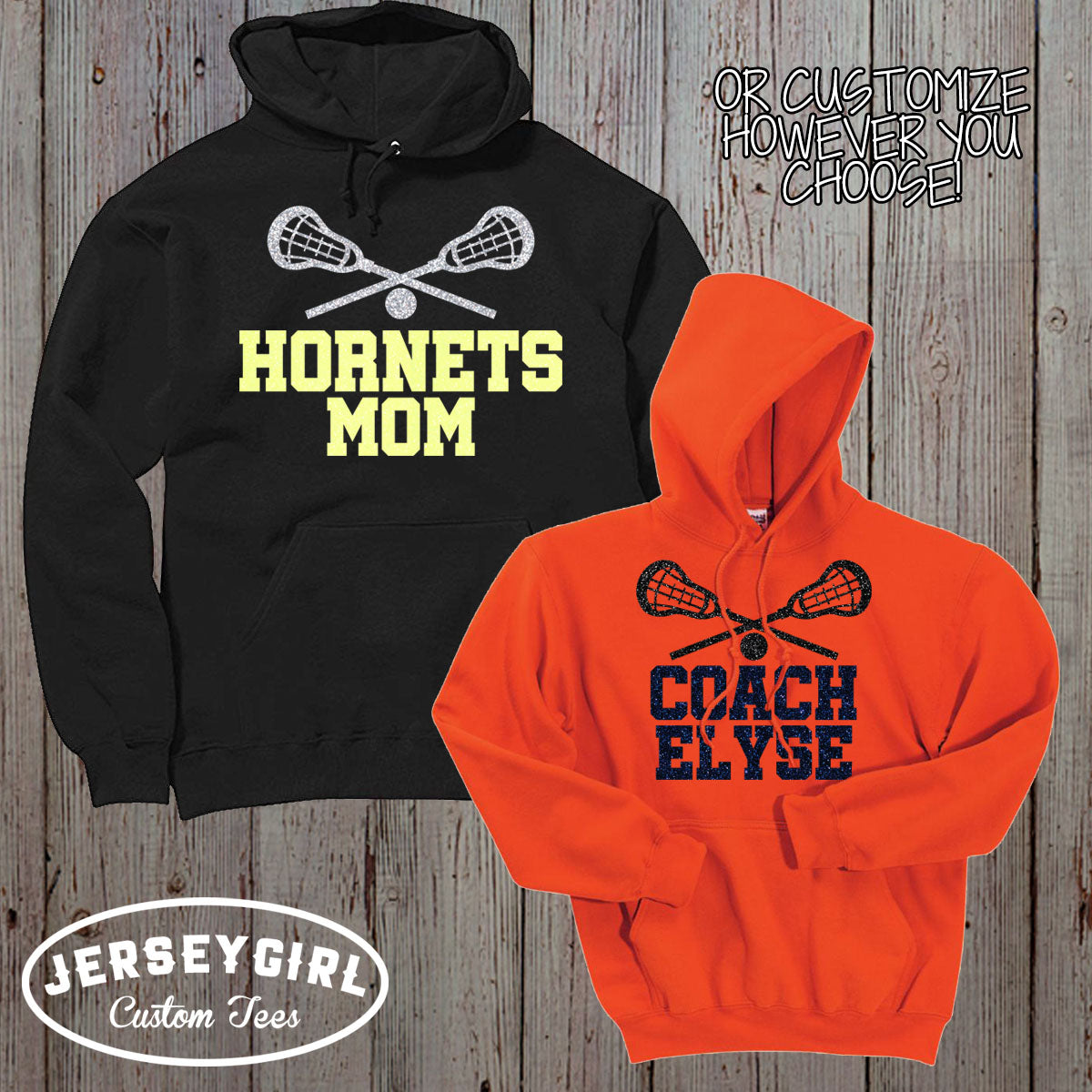 custom glitter lacrosse hoodie