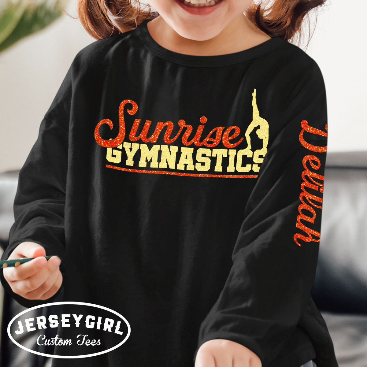 glitter long-sleeved gymnastics shirt 