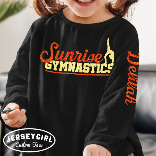 glitter long-sleeved gymnastics shirt 