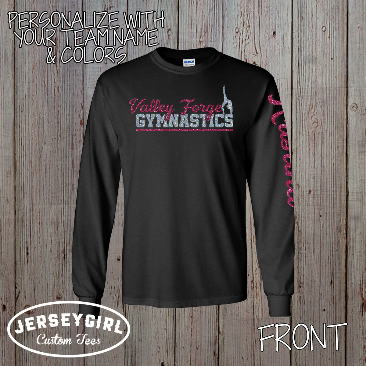 glitter long-sleeved gymnastics shirt 