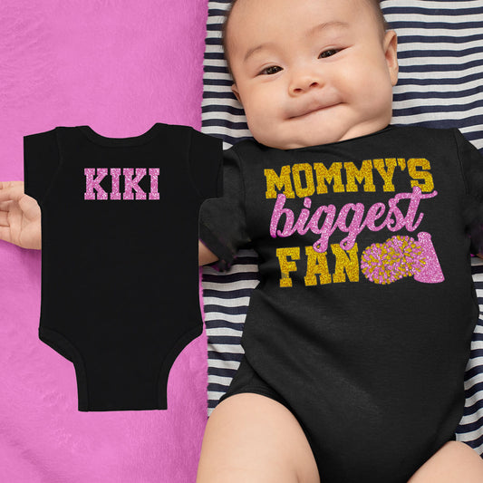 mommy's biggest fan cheer bodysuit