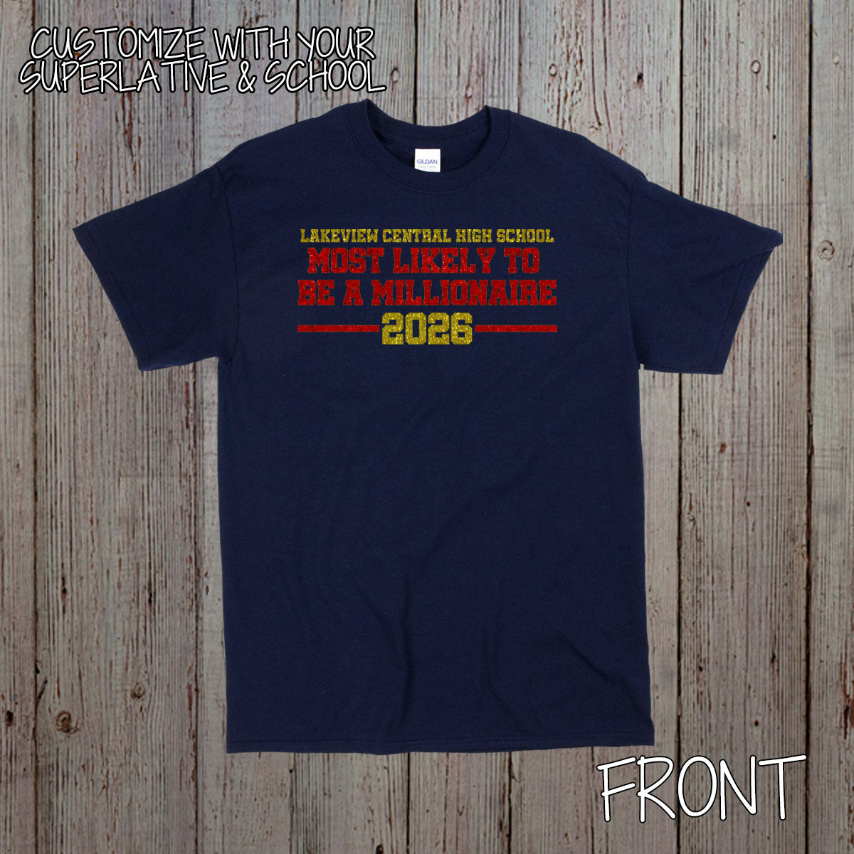 custom glitter senior superlative shirt