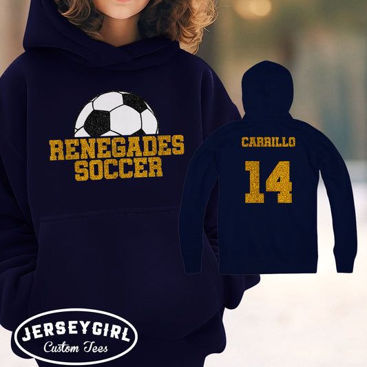 custom glitter soccer hoodie