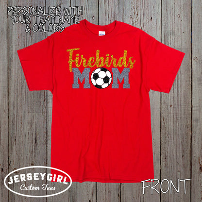 glitter soccer mom shirt with name & number